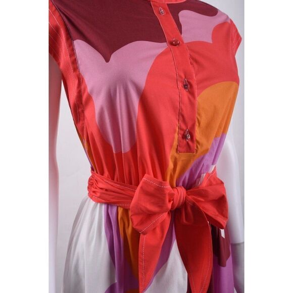 ETRO Milano Women Midi Shirt Dress Multicolor Paisley Wave SZ 38 US 2 Pocket NWT - Picture 3 of 6